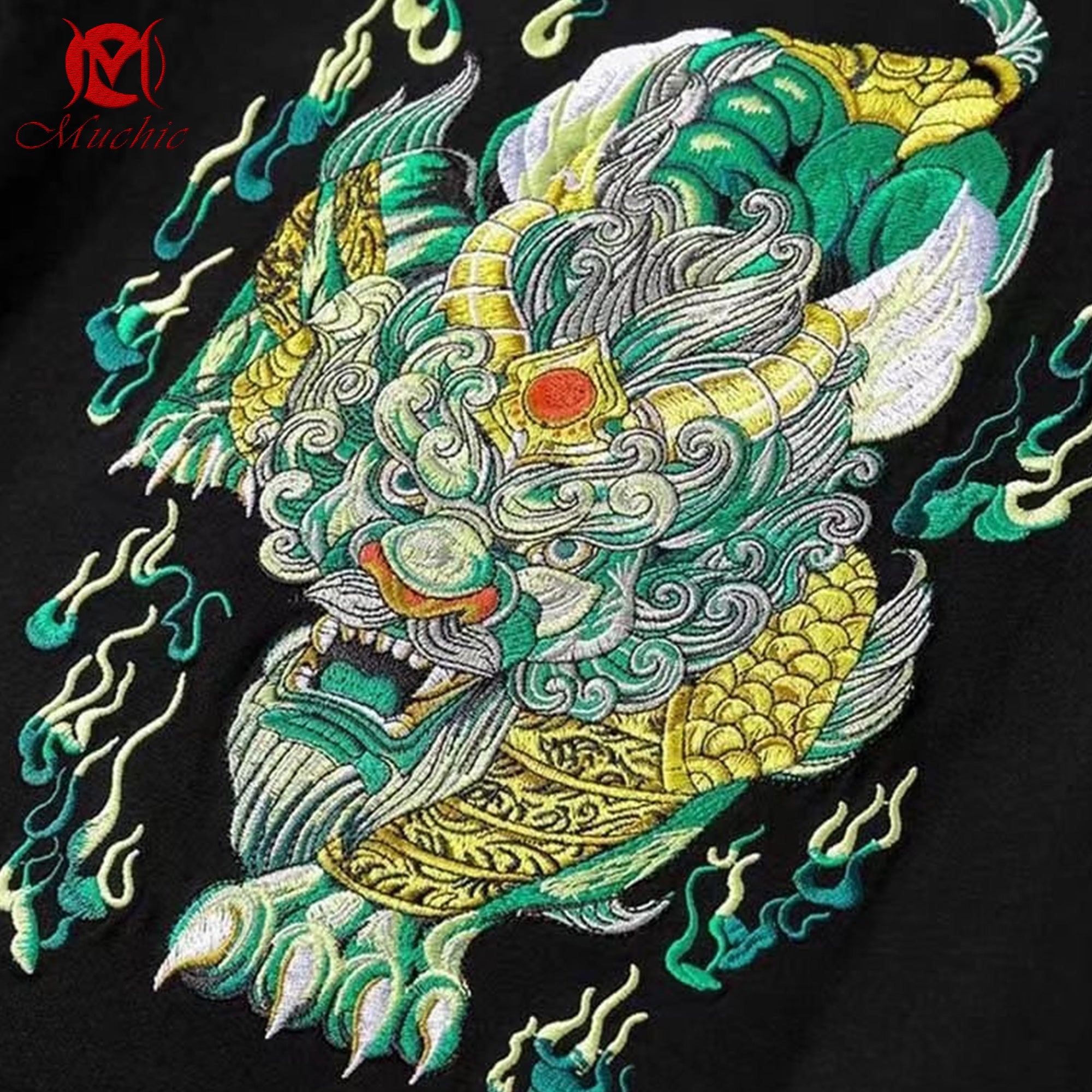 Unisex Intangible Cultural Heritage Green Pixiu Embroidered T-shirt (Hand Embroidered) (Duty Free)