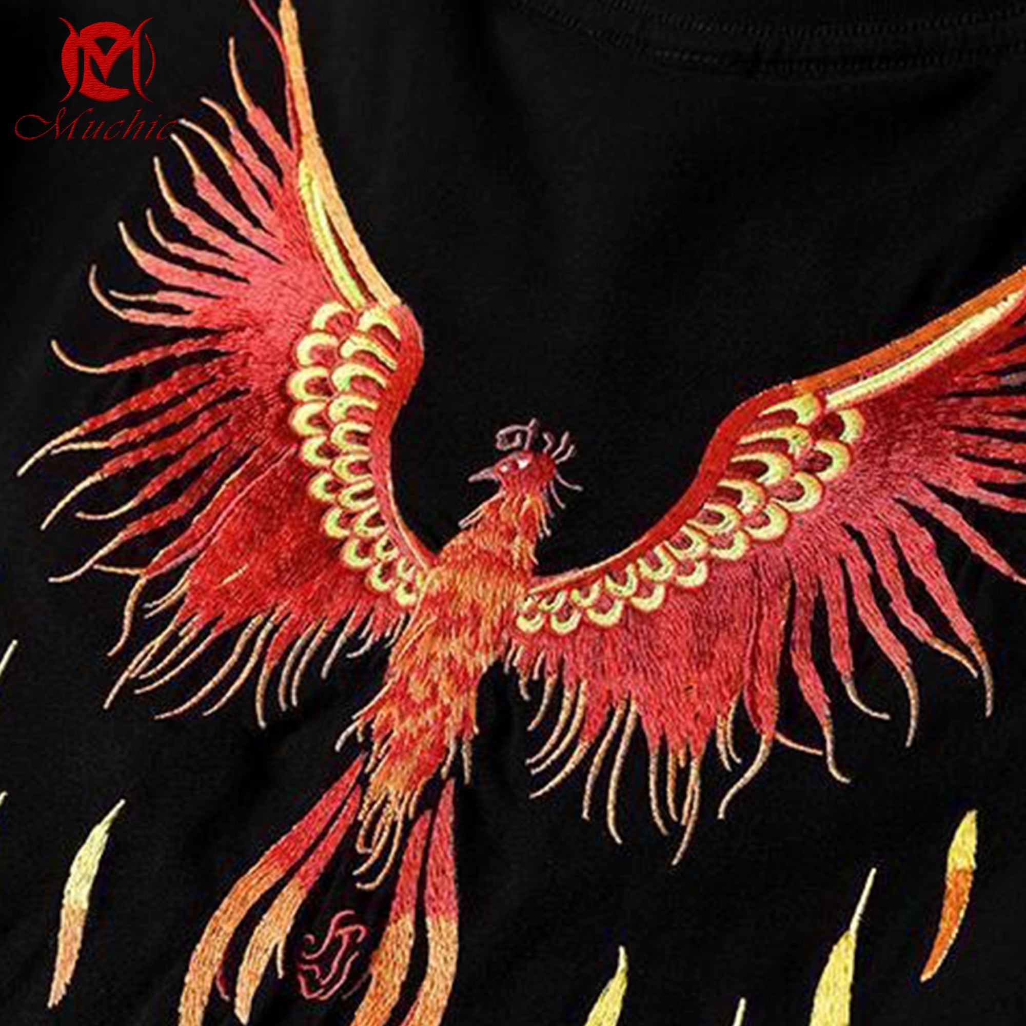 Unisex Intangible Cultural Heritage Phoenix Embroidery T-shirt(Hand Embroidered) (Duty Free)