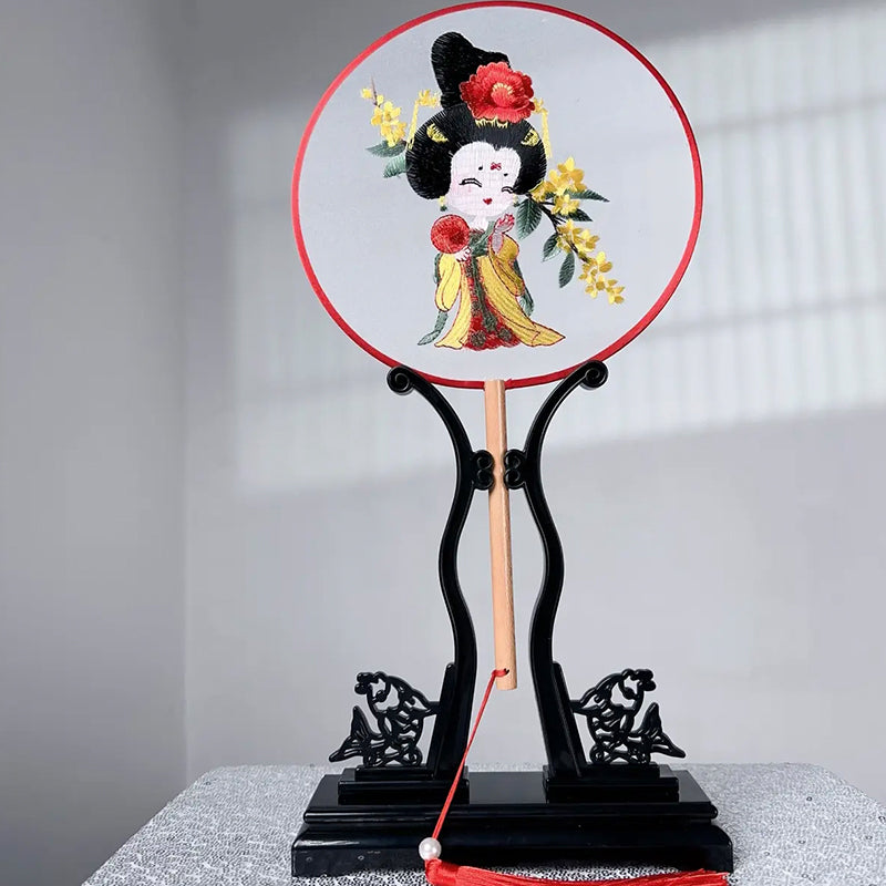Intangible Cultural Heritage Embroidered Fan | Tang Dynasty Beauty (Hand embroidery)(duty free)