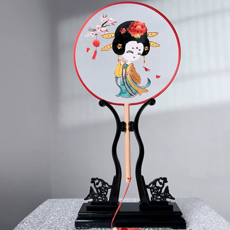 Intangible Cultural Heritage Embroidered Fan | Tang Dynasty Beauty (Hand embroidery)(duty free)