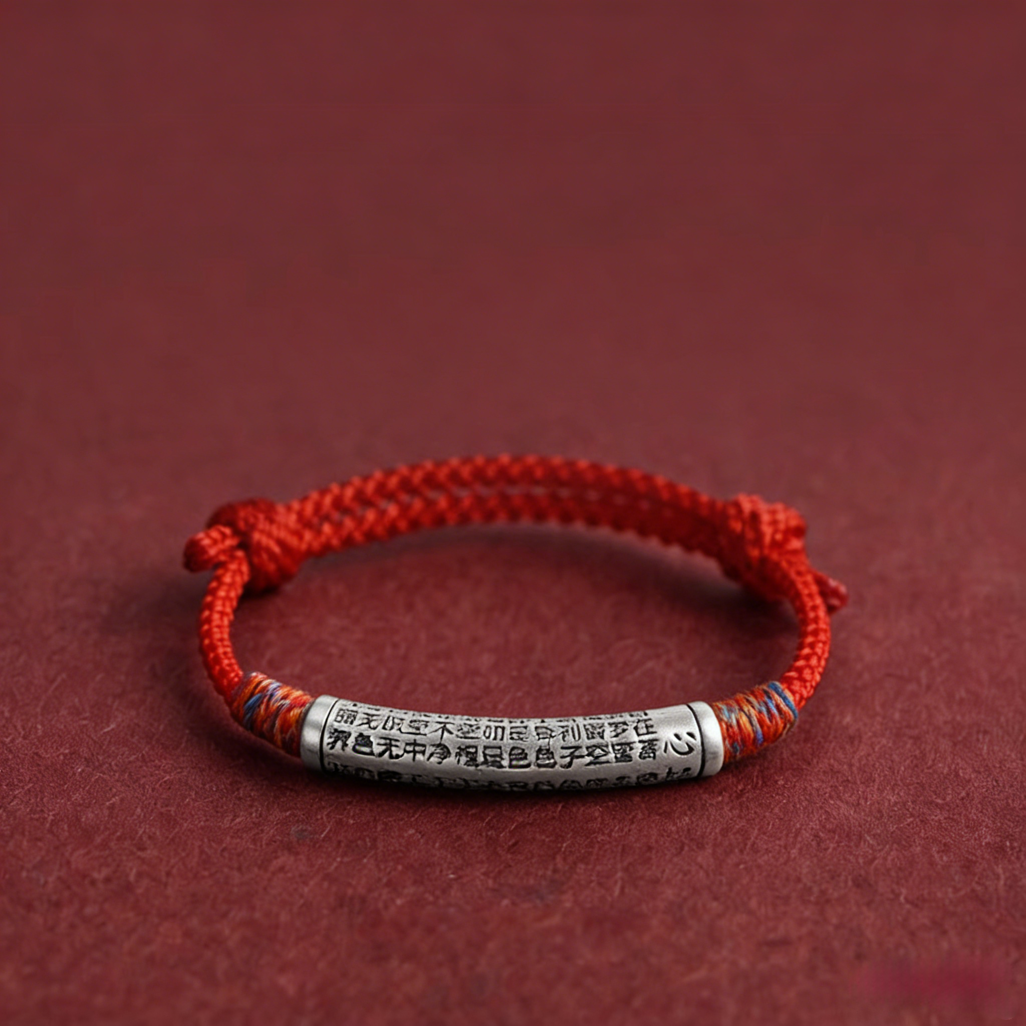 Heart Sutra Protection Bracelet – Feng Shui Red String Spiritual Charm