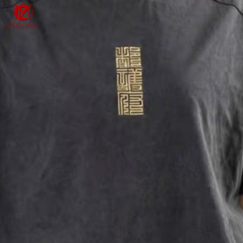 Unisex Intangible Cultural Heritage Fuku Texture Embroidery T-shirt(Hand Embroidered) (Duty Free)