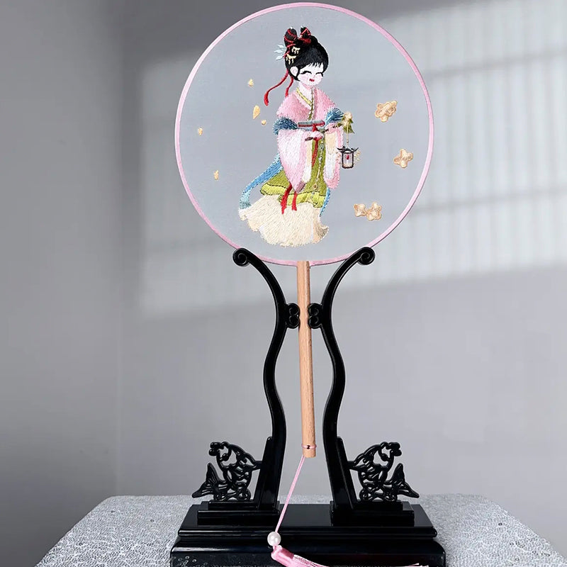 Intangible Cultural Heritage Embroidered Fan | Tang Dynasty Beauty (Hand embroidery)(duty free)