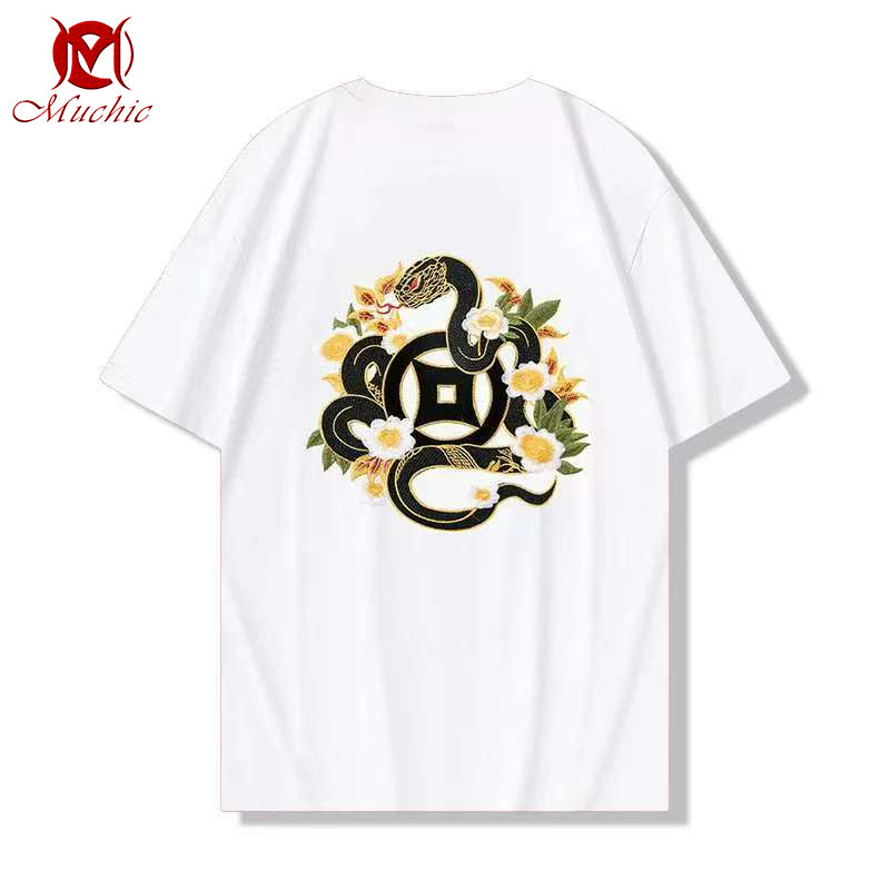 Unisex Intangible Cultural Heritag Snake Embroidery T-shirt(Hand Embroidered) (Duty Free)