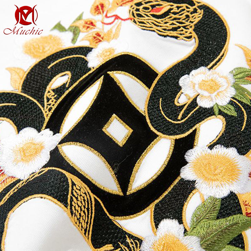 Unisex Intangible Cultural Heritag Snake Embroidery T-shirt(Hand Embroidered) (Duty Free)