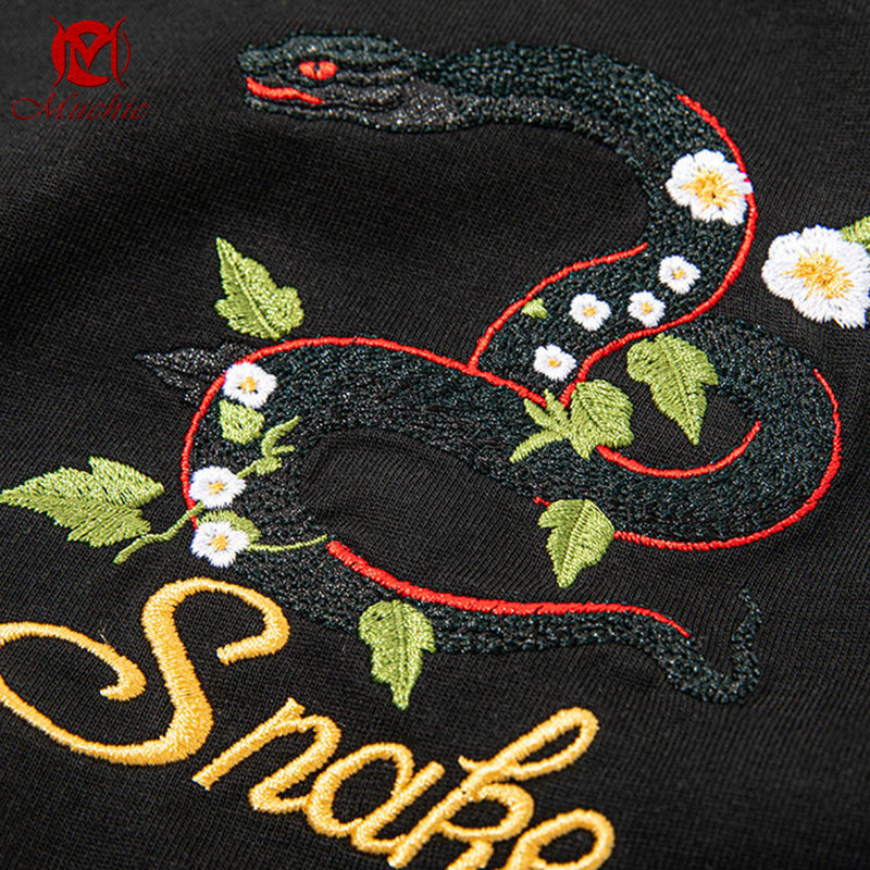 Unisex Intangible Cultural Heritag Snake Embroidery T-shirt(Hand Embroidered) (Duty Free)