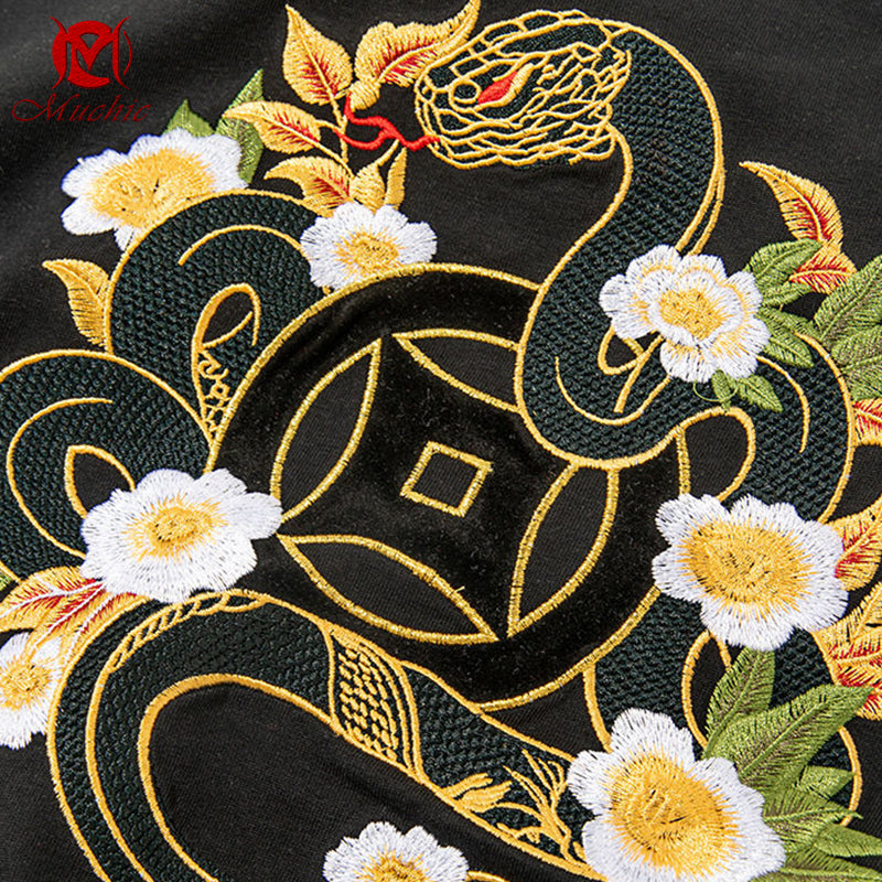 Unisex Intangible Cultural Heritag Snake Embroidery T-shirt(Hand Embroidered) (Duty Free)