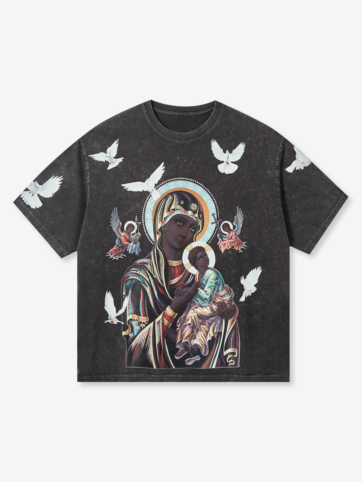 Obstacles and Dangers © Black Madonna and Child Four-Color Retro Washed T-Shirt