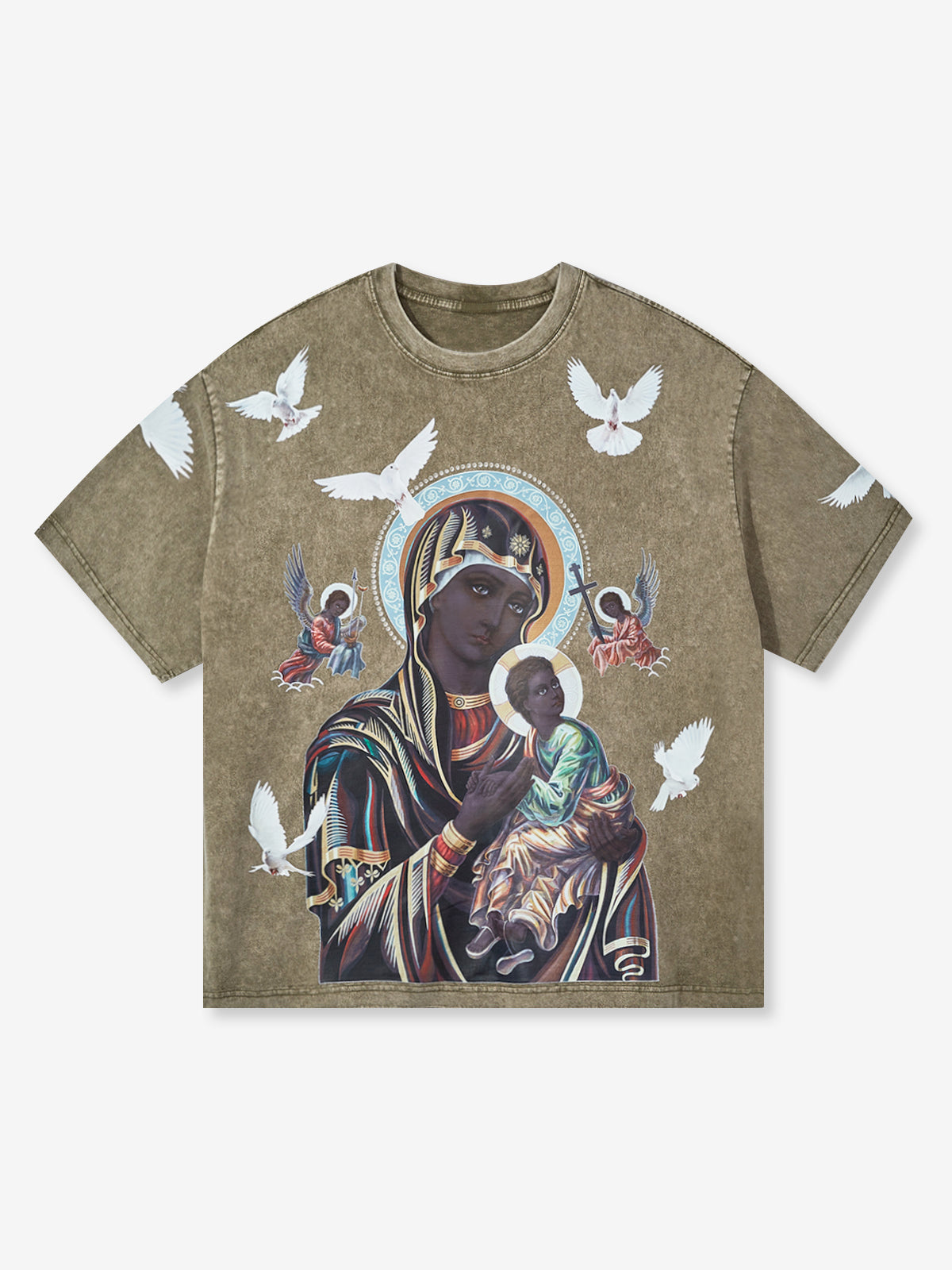 Obstacles and Dangers © Black Madonna and Child Four-Color Retro Washed T-Shirt