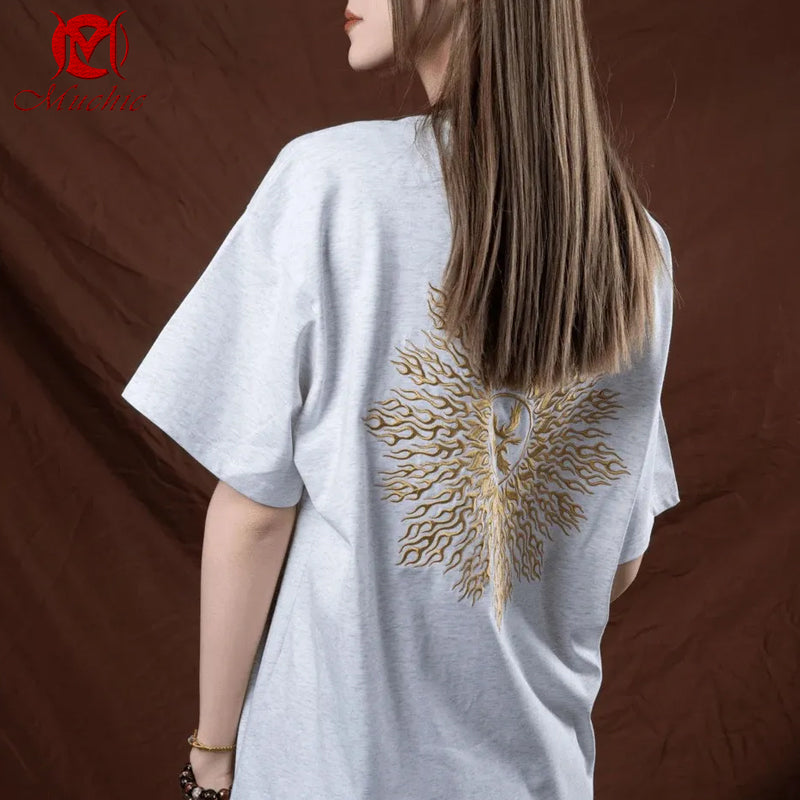 Unisex Intangible Cultural Heritage Phoenix Embroidery T-shirt(Hand Embroidered) (Duty Free)