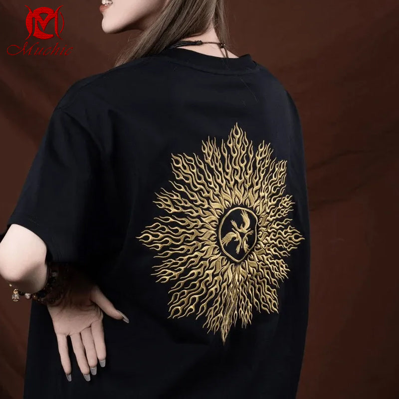 Unisex Intangible Cultural Heritage Phoenix Embroidery T-shirt(Hand Embroidered) (Duty Free)