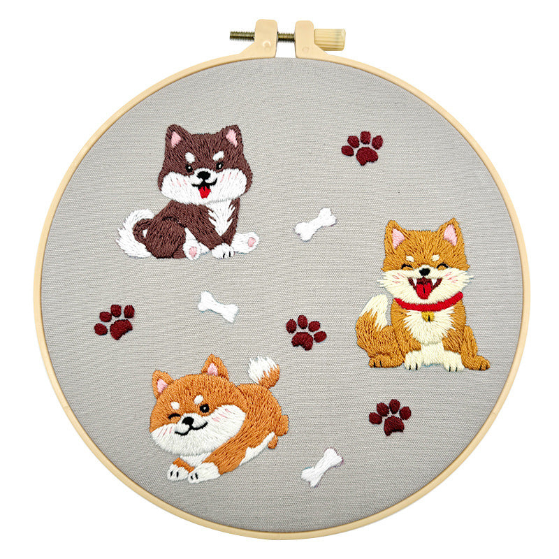Lu Embroidery Animal Embroidery Diy Material Bag Cartoon Fabric Decoration Hanging Painting(duty free)