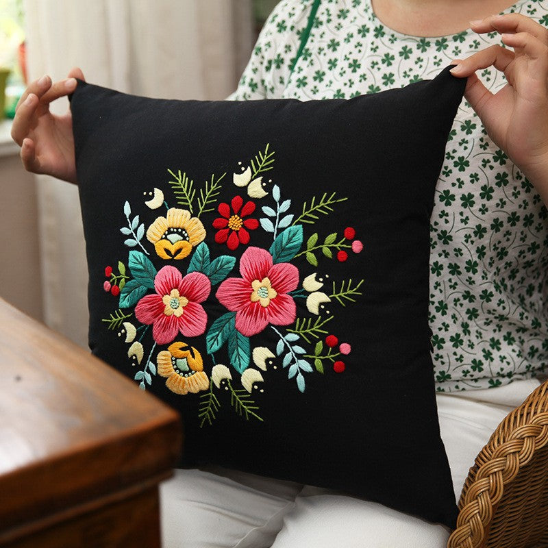 Handmade Three-Dimensional Embroidery Diy Material Embroidery Pillow(duty free)