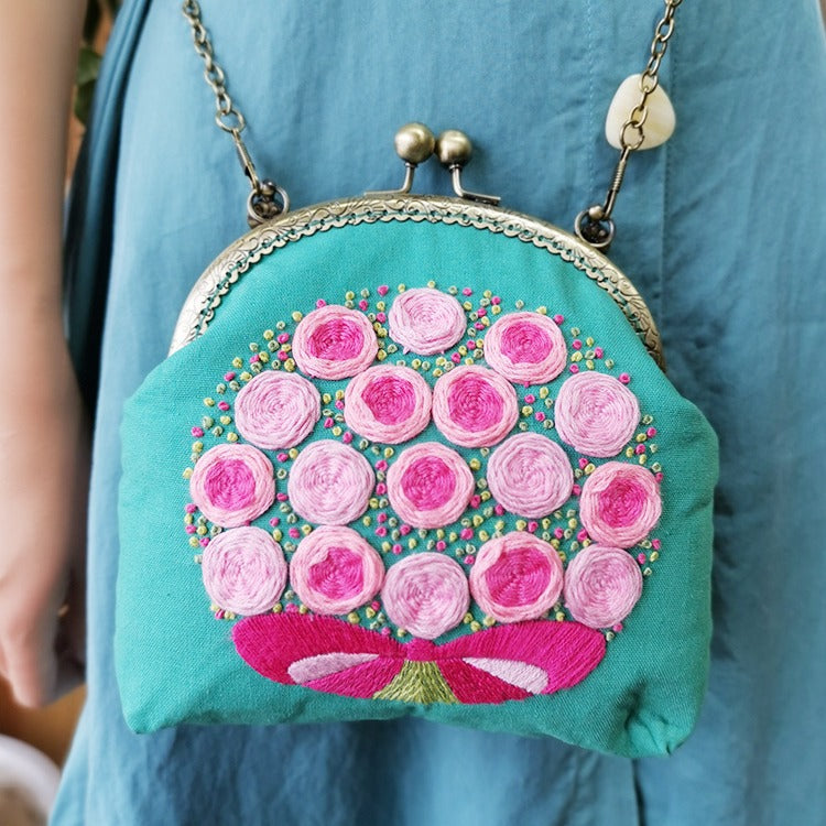 Lu Embroidery Hand-Embroidery Diy Material Bag Three-Dimensional Ribbon Embroidery Tote Bag Cross-Body Bag Dual-Purpose(duty free)