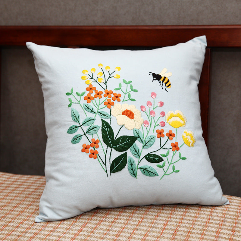 Handmade Three-Dimensional Embroidery Diy Material Embroidery Pillow(duty free)