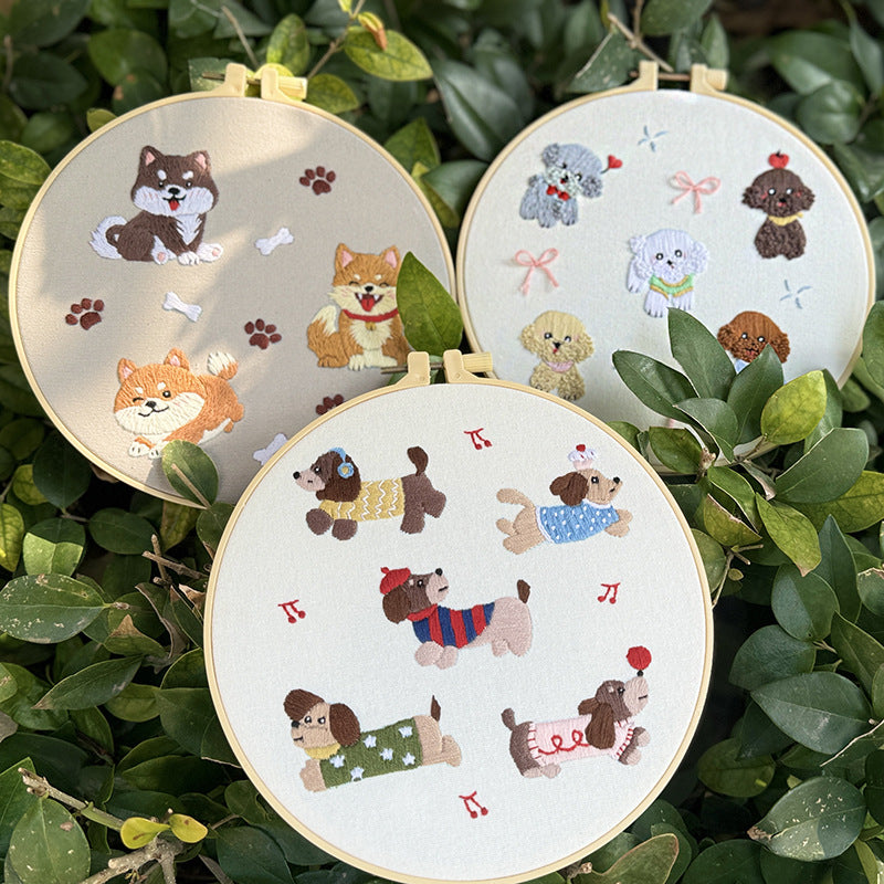 Lu Embroidery Animal Embroidery Diy Material Bag Cartoon Fabric Decoration Hanging Painting(duty free)