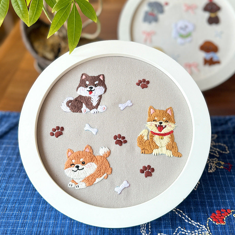Lu Embroidery Animal Embroidery Diy Material Bag Cartoon Fabric Decoration Hanging Painting(duty free)