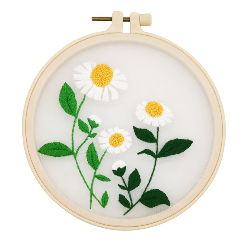 Handmade Mesh Embroidery Diy Hanging Painting European Transparent Yarn Embroidery Needlework Set(duty free)