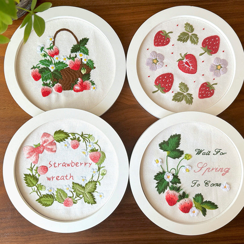 Lu Embroidery Fruit Embroidery Diy Material Bag Cartoon Fabric Decoration Hanging Painting(duty free)