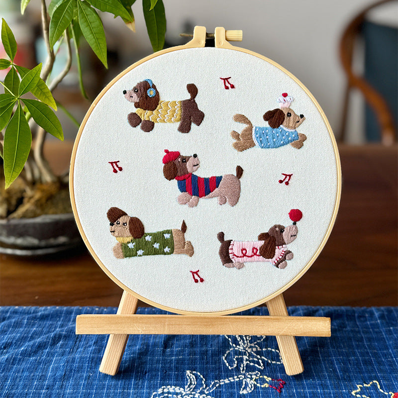 Lu Embroidery Animal Embroidery Diy Material Bag Cartoon Fabric Decoration Hanging Painting(duty free)