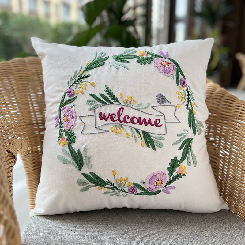 Handmade Three-Dimensional Embroidery Diy Material Embroidery Pillow(duty free)