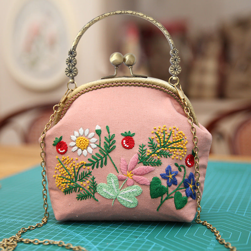 Lu Embroidery Hand-Embroidery Diy Material Bag Three-Dimensional Ribbon Embroidery Tote Bag Cross-Body Bag Dual-Purpose(duty free)