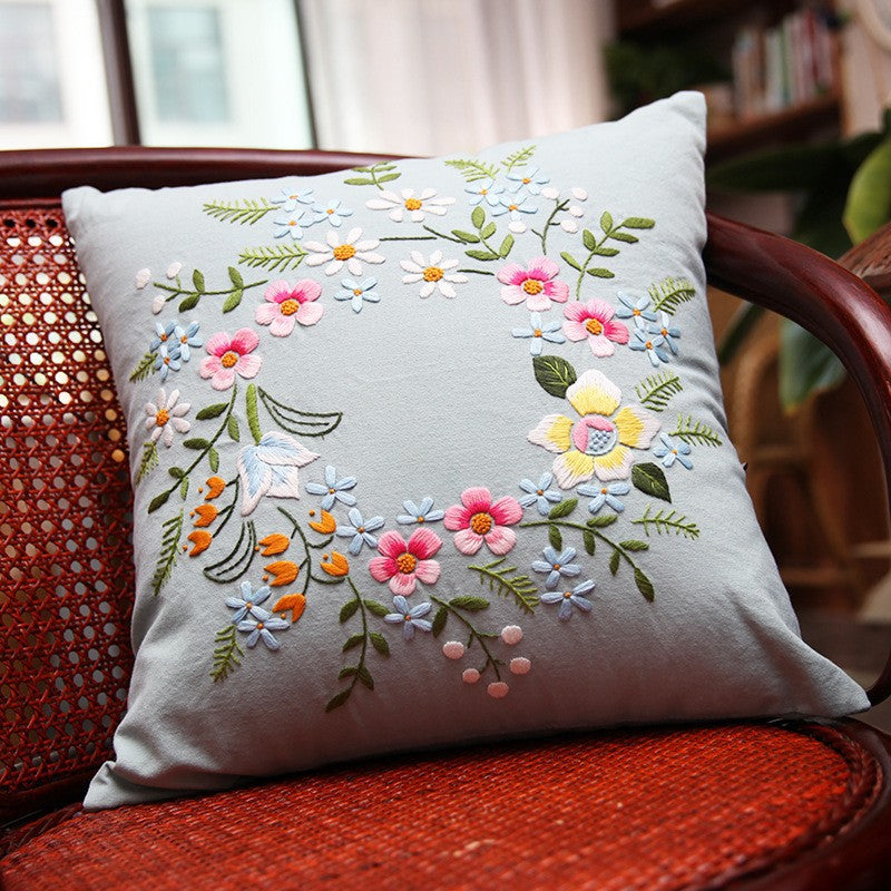 Handmade Three-Dimensional Embroidery Diy Material Embroidery Pillow(duty free)
