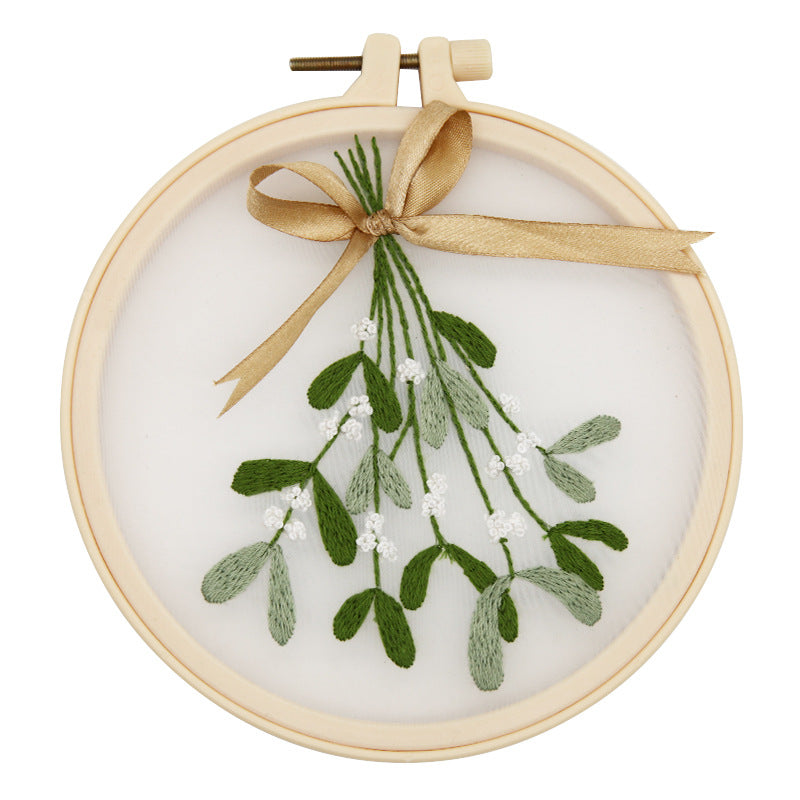 Handmade Mesh Embroidery Diy Hanging Painting European Transparent Yarn Embroidery Needlework Set(duty free)