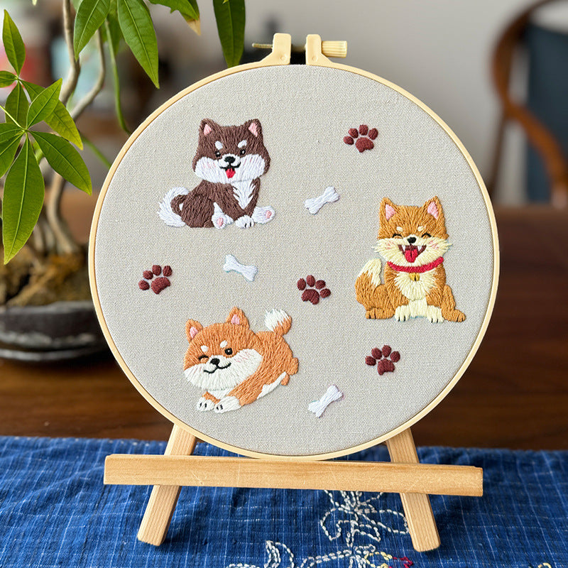 Lu Embroidery Animal Embroidery Diy Material Bag Cartoon Fabric Decoration Hanging Painting(duty free)