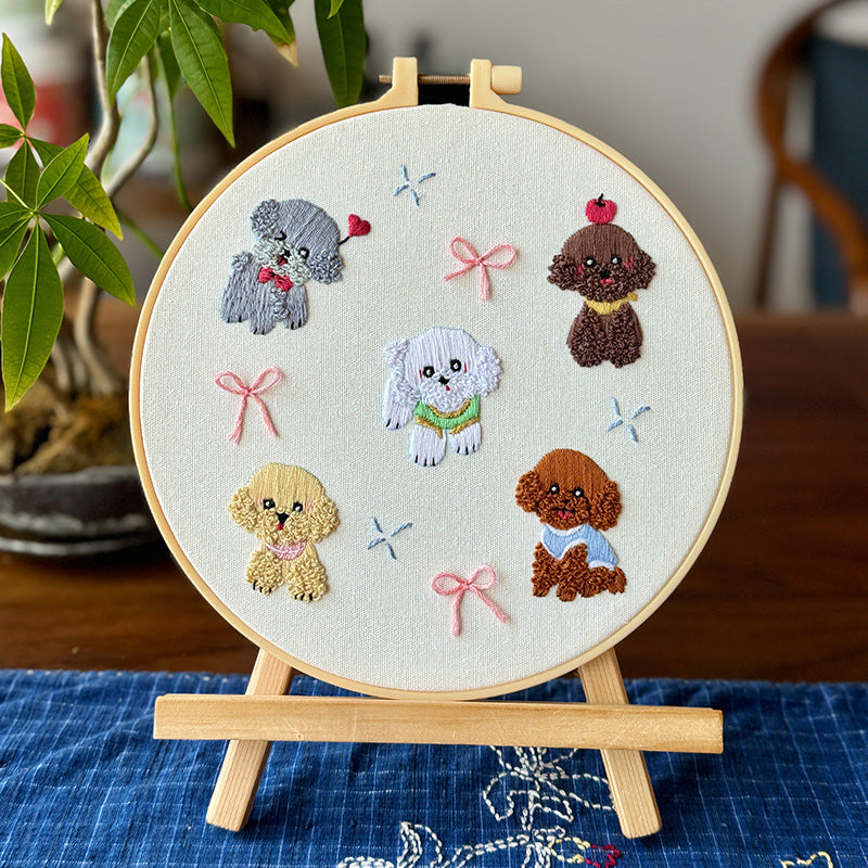 Lu Embroidery Animal Embroidery Diy Material Bag Cartoon Fabric Decoration Hanging Painting(duty free)