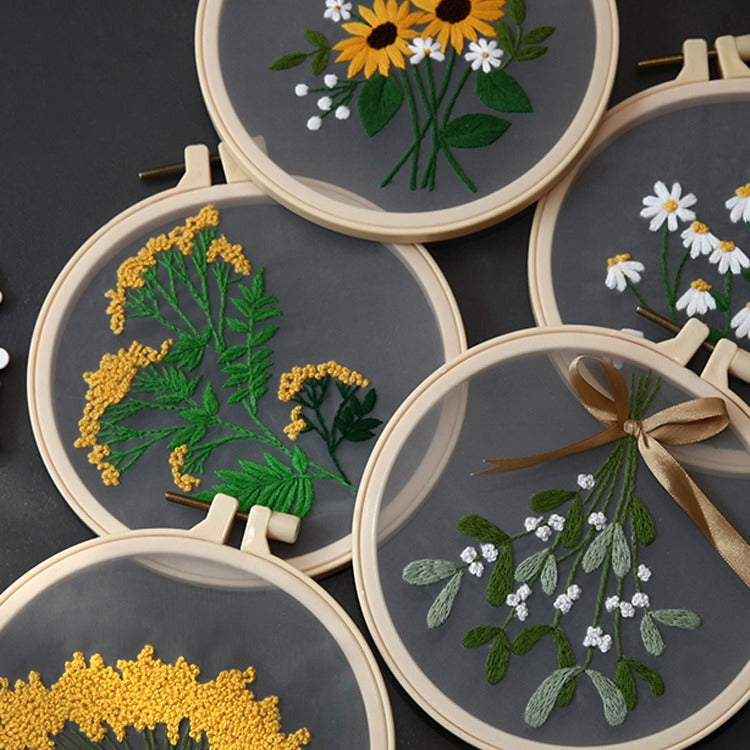 Handmade Mesh Embroidery Diy Hanging Painting European Transparent Yarn Embroidery Needlework Set(duty free)