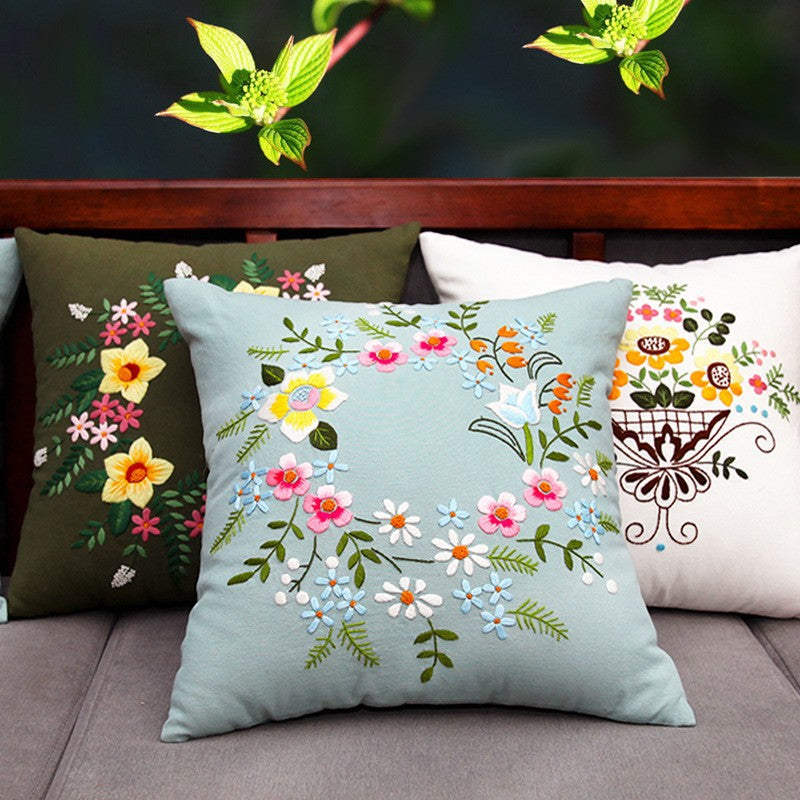 Handmade Three-Dimensional Embroidery Diy Material Embroidery Pillow(duty free)