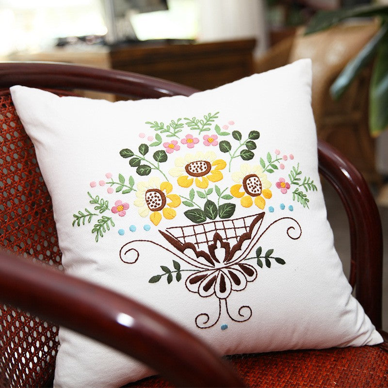 Handmade Three-Dimensional Embroidery Diy Material Embroidery Pillow(duty free)