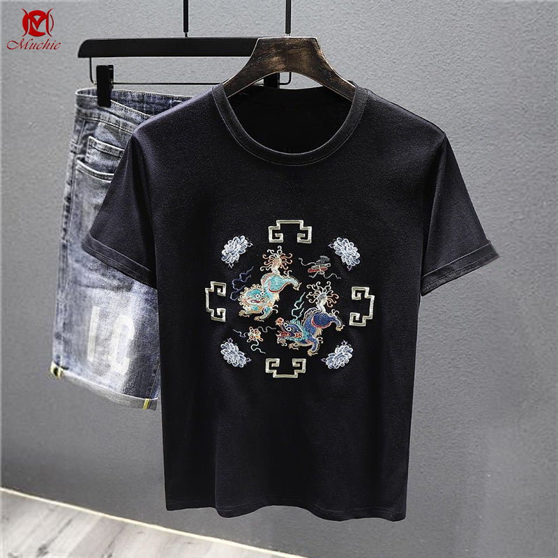 Unisex Intangible Cultural Heritage Kirin Embroidery T-shirt(Hand Embroidered) (Duty Free)