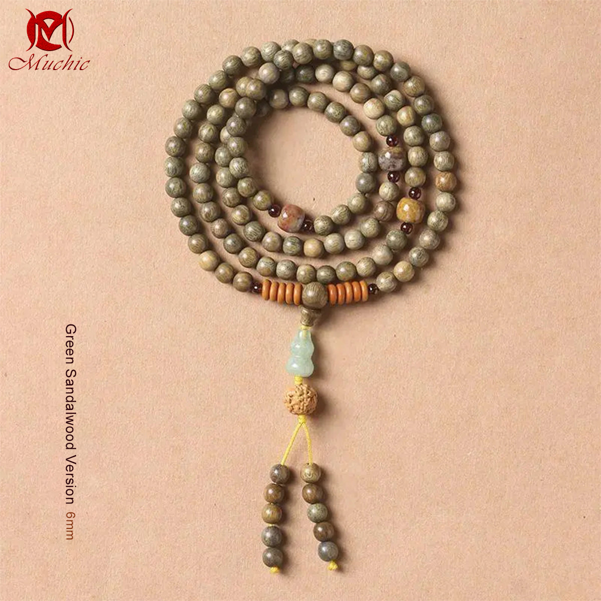 Golden Thread Rosewood and Green Rosewood Prayer Bead Bracelets