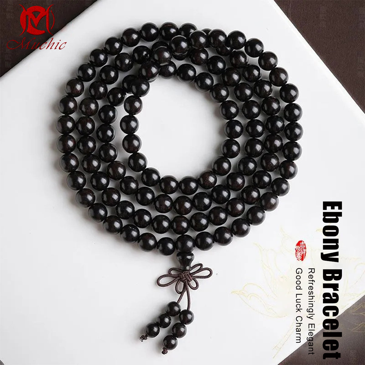 Black Ebony Handheld Buddhist Prayer Beads Bracelet