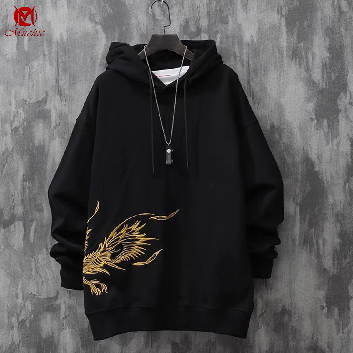 Unisex "Phoenix" Heavy Industry Embroidery Inspired Vintage Hoodie (Duty Free)