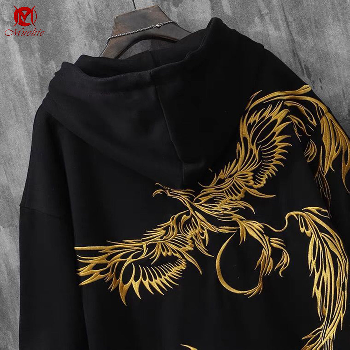 Unisex "Phoenix" Heavy Industry Embroidery Inspired Vintage Hoodie (Duty Free)