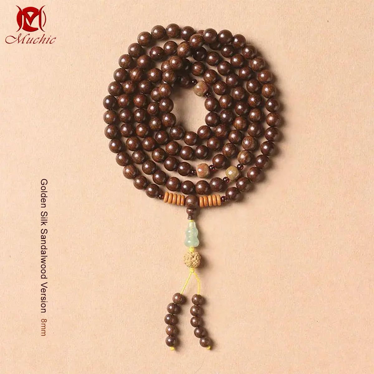 Golden Thread Rosewood and Green Rosewood Prayer Bead Bracelets