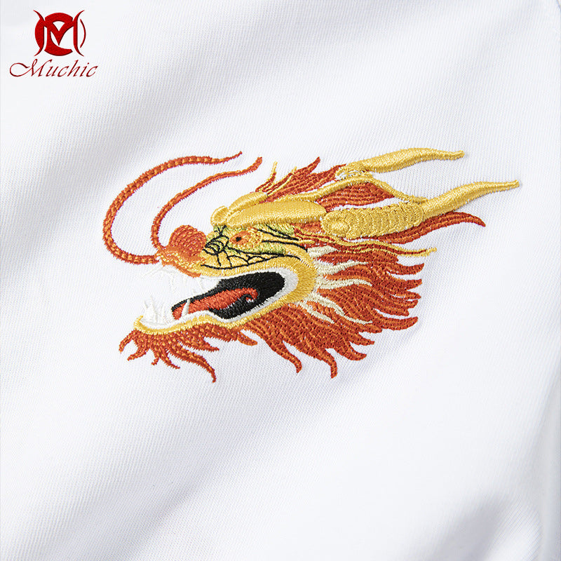 Unisex Intangible Cultural Heritage Dragon Embroidery T-shirt(Hand Embroidered) (Duty Free)