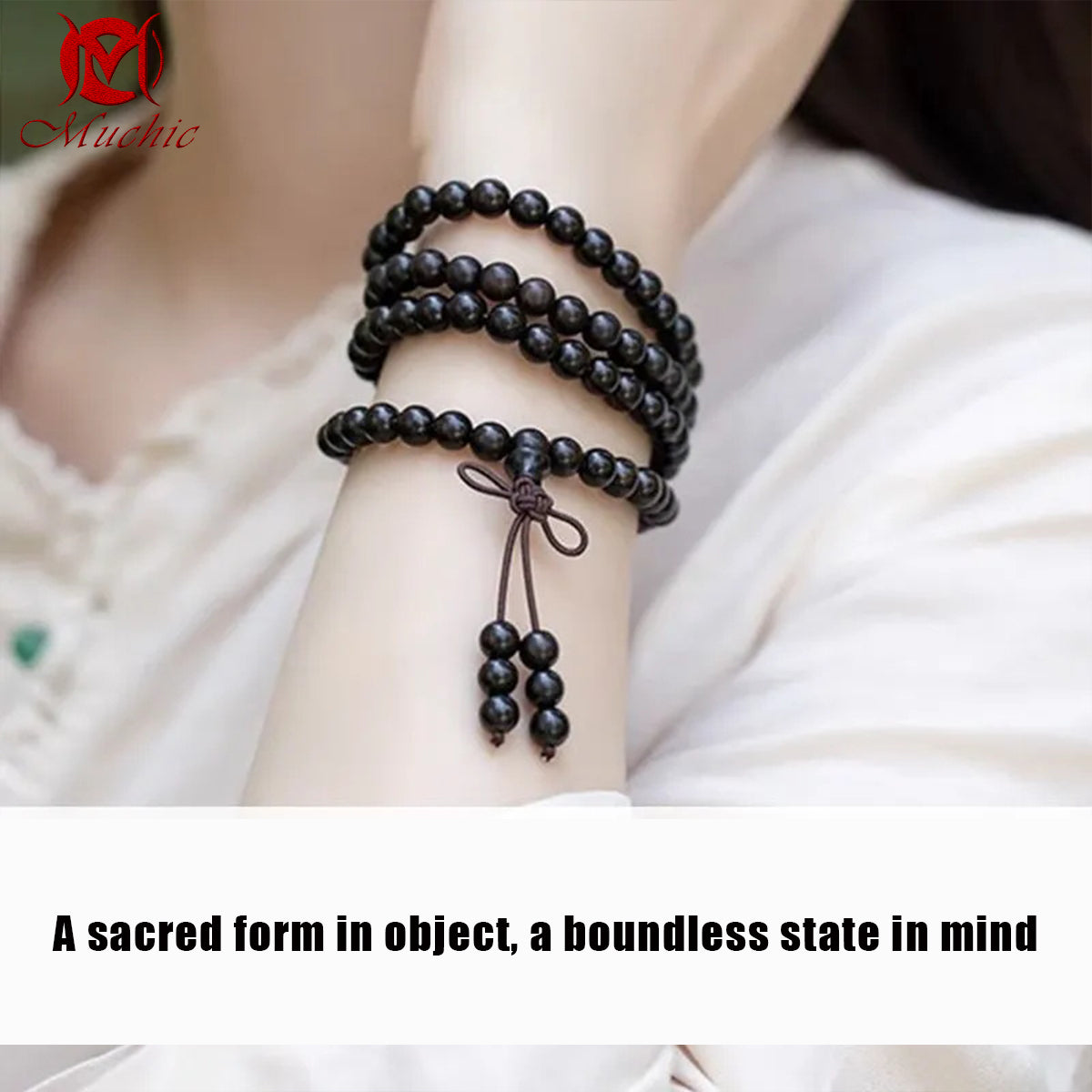 Black Ebony Handheld Buddhist Prayer Beads Bracelet