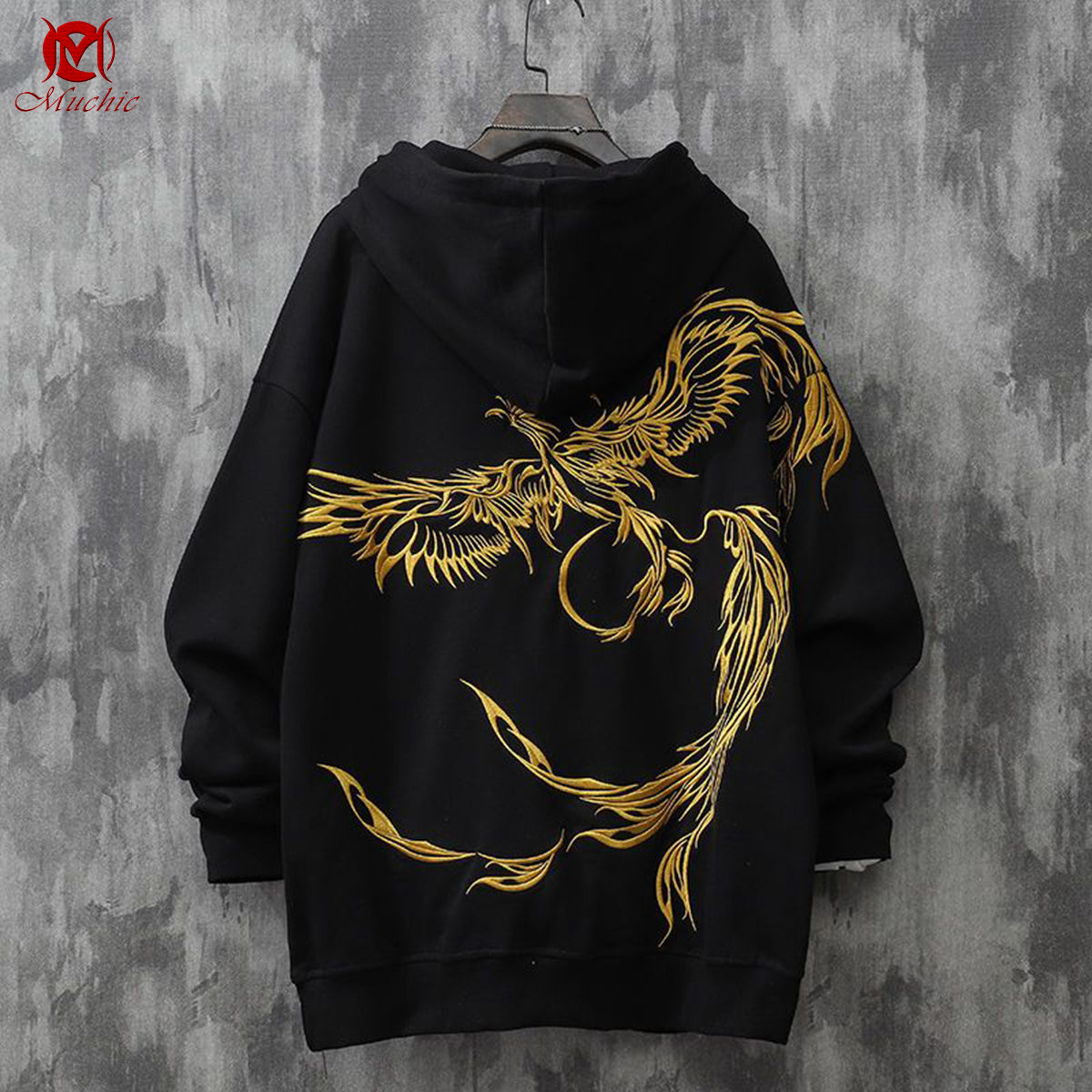 Unisex "Phoenix" Heavy Industry Embroidery Inspired Vintage Hoodie (Duty Free)