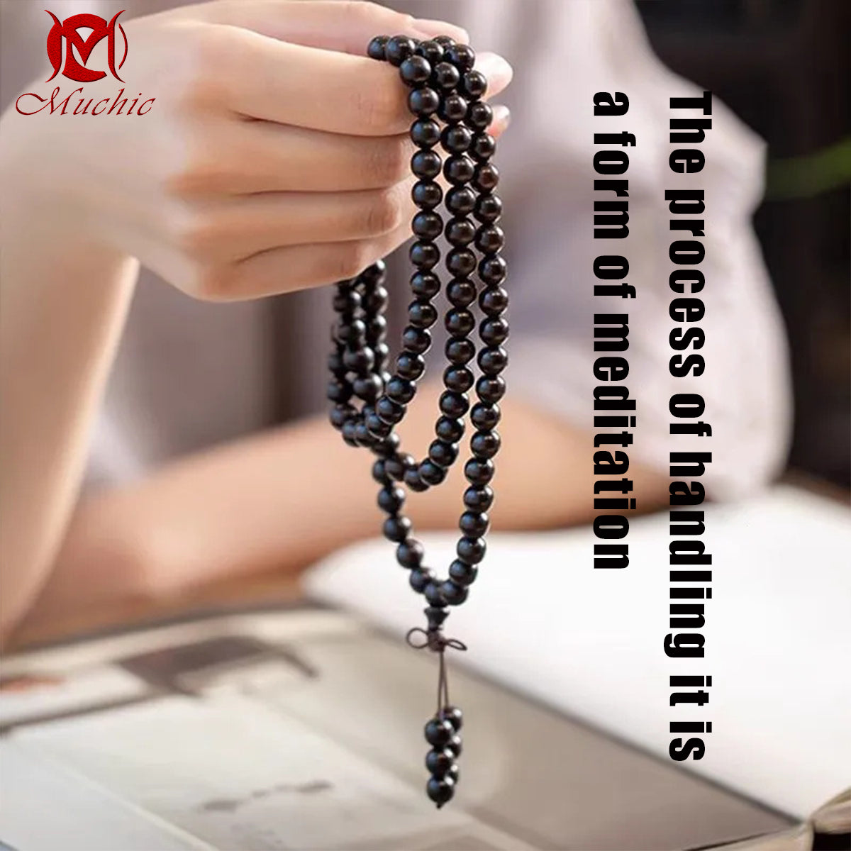 Black Ebony Handheld Buddhist Prayer Beads Bracelet
