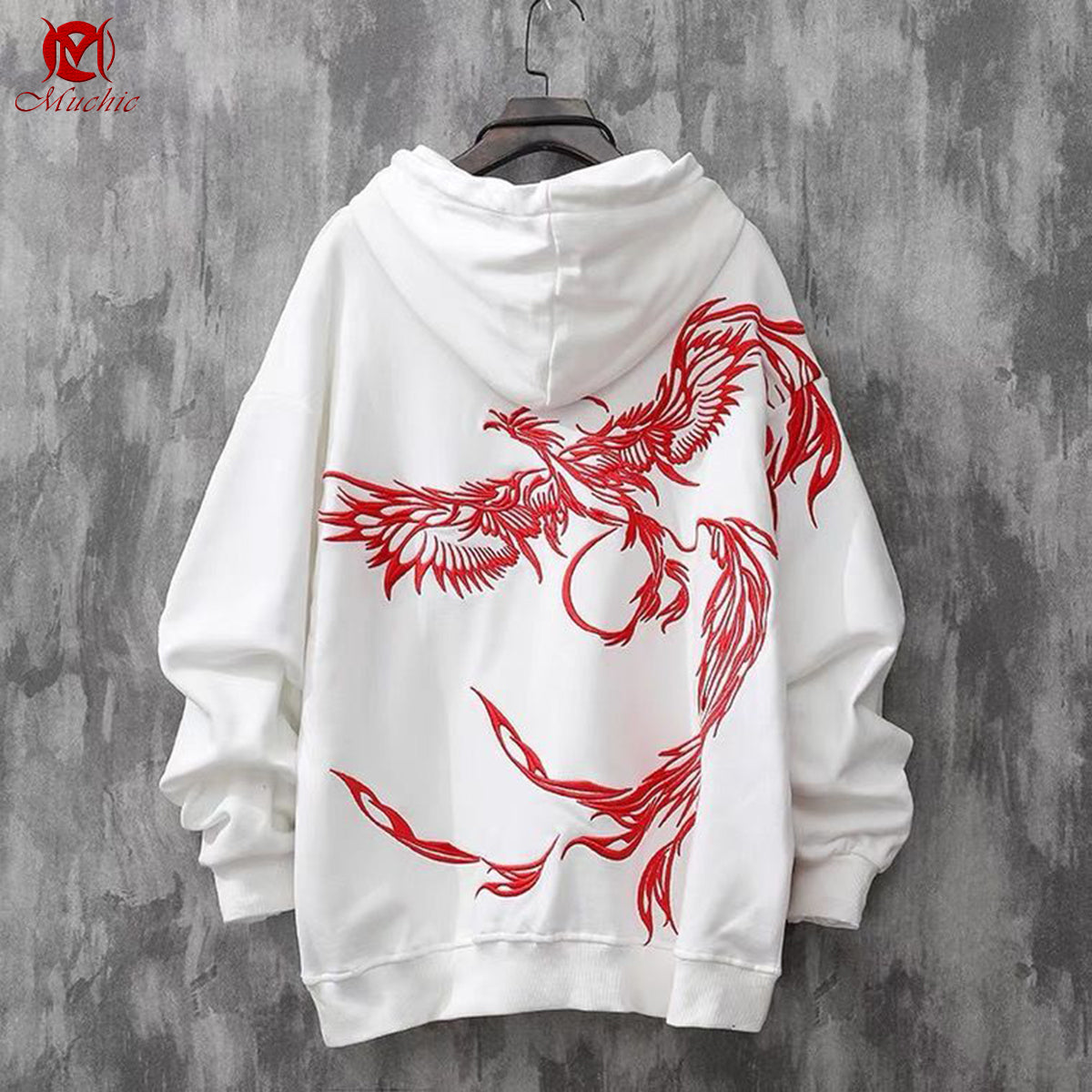 Unisex "Phoenix" Heavy Industry Embroidery Inspired Vintage Hoodie (Duty Free)
