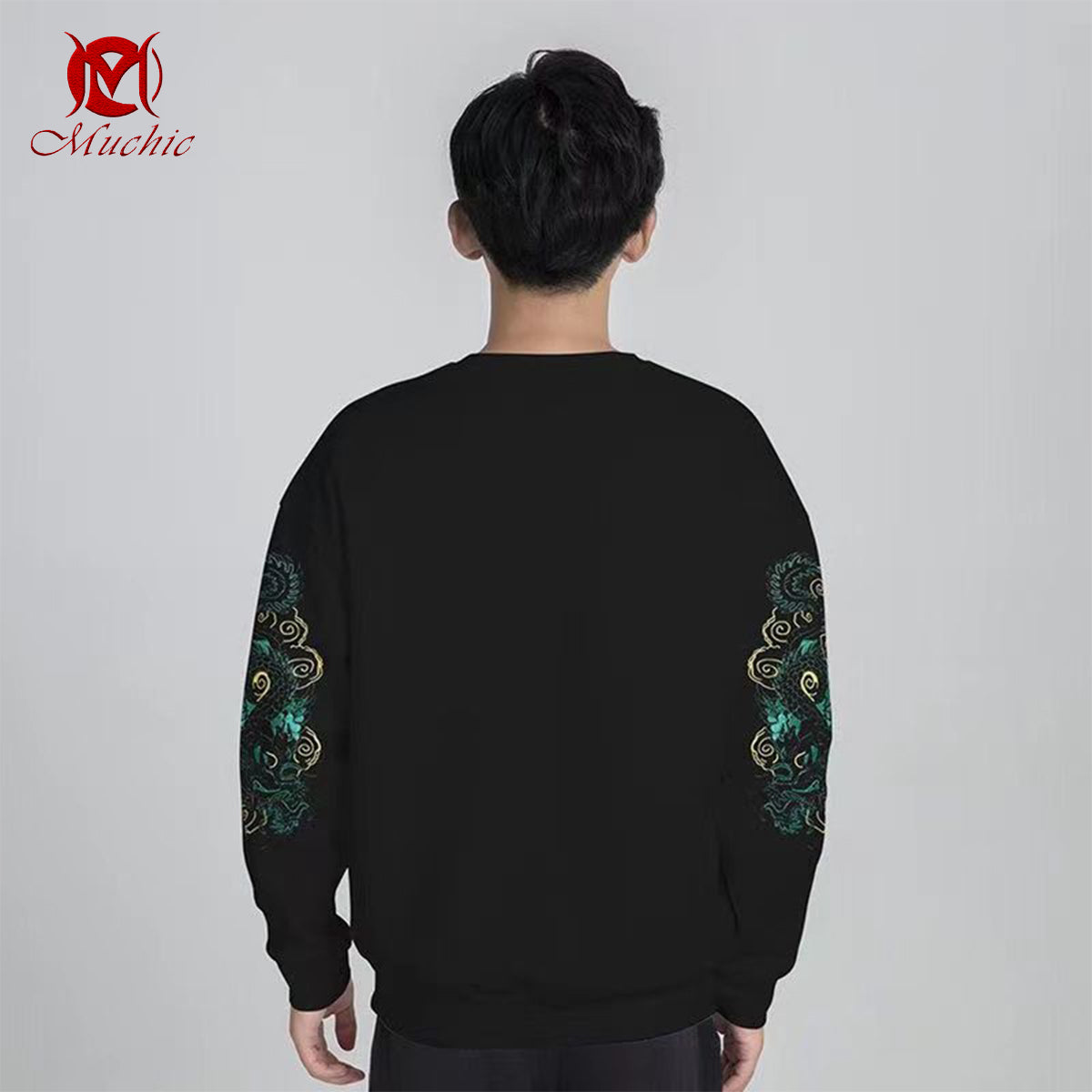 Unisex "Dragon Pattern Heavy Industry Embroidery" Inspired Vintage Sweatshirt (Duty Free)