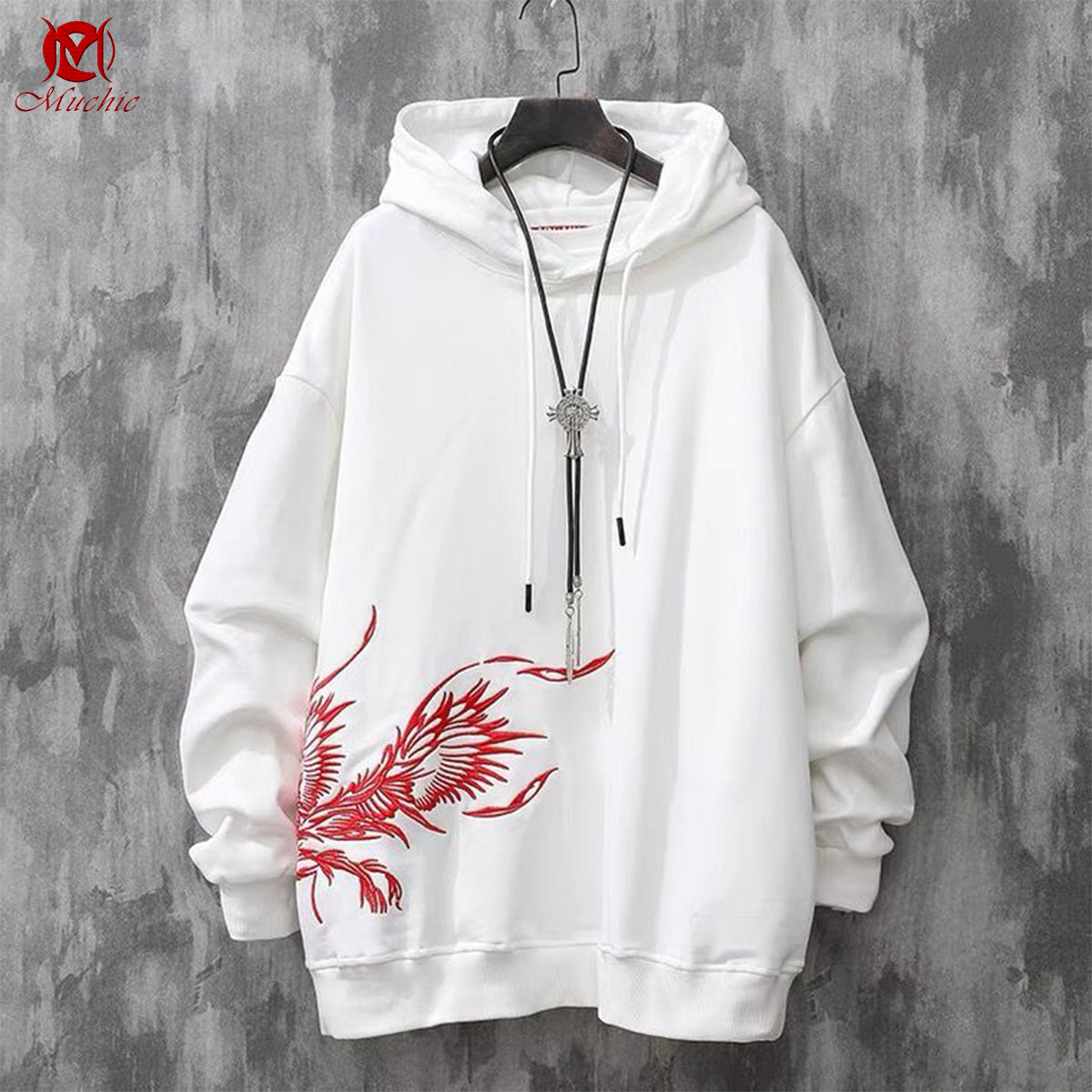 Unisex "Phoenix" Heavy Industry Embroidery Inspired Vintage Hoodie (Duty Free)