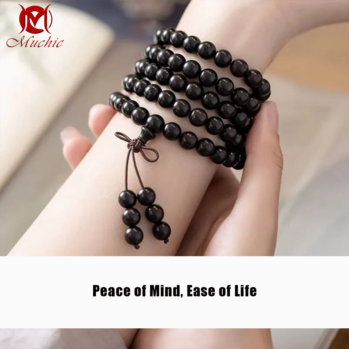 Black Ebony Handheld Buddhist Prayer Beads Bracelet