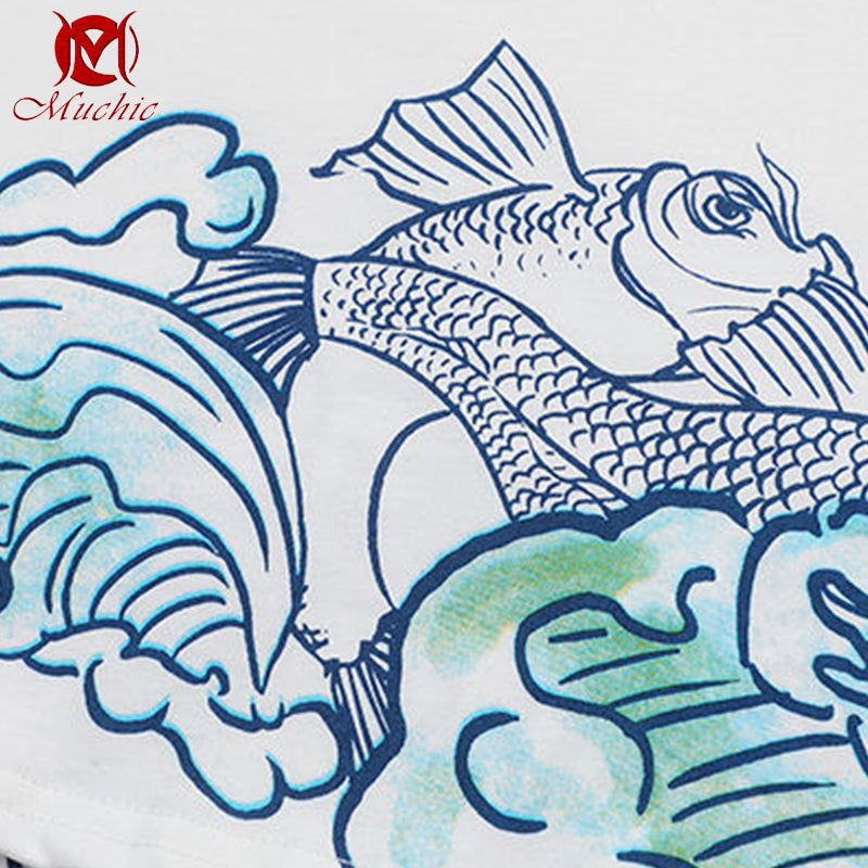 Unisex Intangible Cultural Heritag Koi Embroidery T-shirt(Hand Embroidered) (Duty Free)