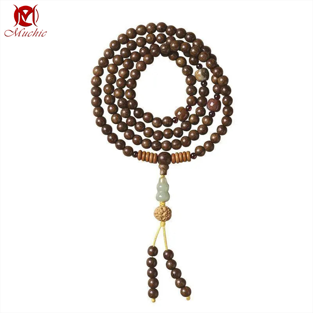 Golden Thread Rosewood and Green Rosewood Prayer Bead Bracelets