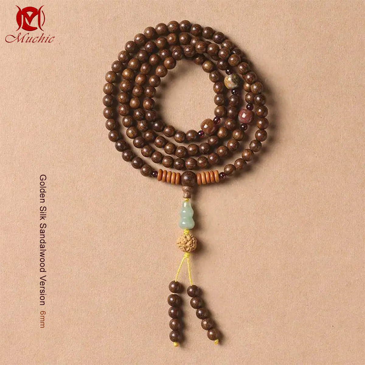 Golden Thread Rosewood and Green Rosewood Prayer Bead Bracelets